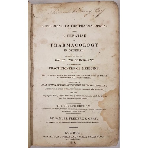 118 - Gray, Samuel Frederick. A Supplement to the Pharmacopoeia; A Treatise on Pharmacology ... Fourth Edi... 