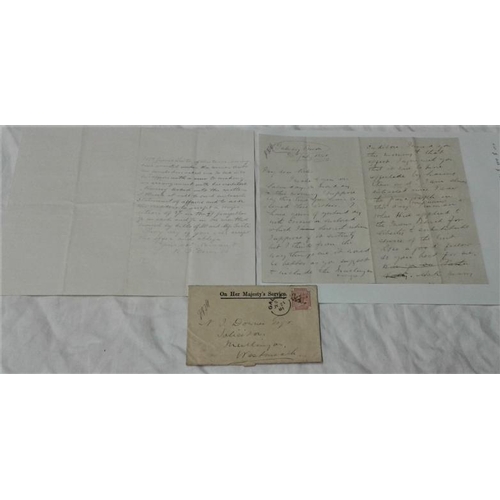 158 - Co. Westmeath; Six letters postmarked Kilbeggan,1830-1846, mainly re land/rents. Also, 1881 letter t... 