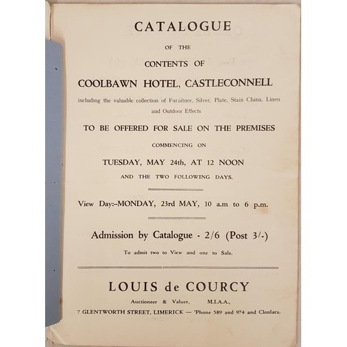 161 - Limerick Sale Catalogue. Coolbawn Hotel, Castleconnell by Louis de Courcy. Undated, circa 1960. Auct... 