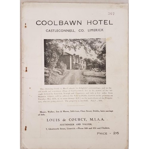 161 - Limerick Sale Catalogue. Coolbawn Hotel, Castleconnell by Louis de Courcy. Undated, circa 1960. Auct... 