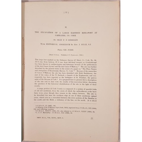 168 - O’Riordain, Sean Excavation of a large earthen Ringfort at Garranes, Co. Cork, Proc.R.I.A, 194... 