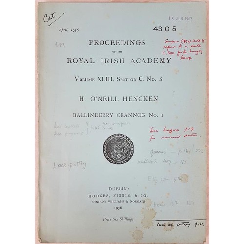 169 - Crannogs:  H. O’Neill Henken. Ballinderry Crannog No. 1 [Co. Westmeath] Proc. R.I.A., 193... 