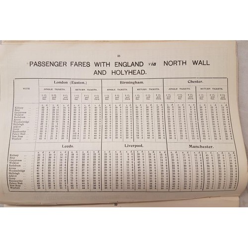 176 - Irish Railways. Dublin & South Eastern Railway from June 1913. Time Tables and Fares. Dublin to ... 