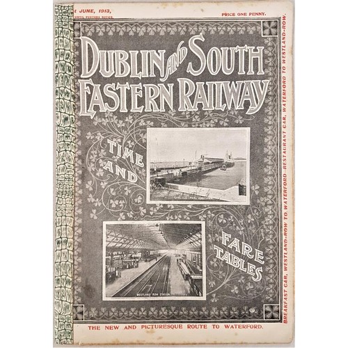 176 - Irish Railways. Dublin & South Eastern Railway from June 1913. Time Tables and Fares. Dublin to ... 