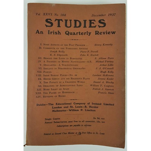 7 - Fourteen Studies on Irish Quarterly Review: No's. 104, 108, 111, 112, 114, 116, 118, 120, 124, 128, ... 