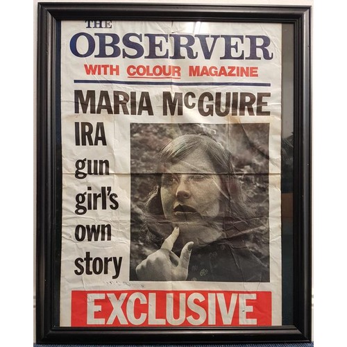 419 - Original Newspaper Stand Framed Observer Poster - Maria McGuire - IRA Girl's Own Story.