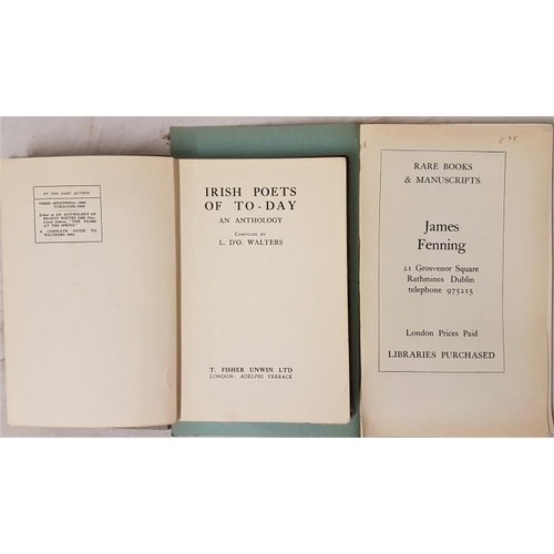 519 - L. D’O Walters Irish Poets of Today 1921 1st. Dedicated to A.E. and signed by author on e... 