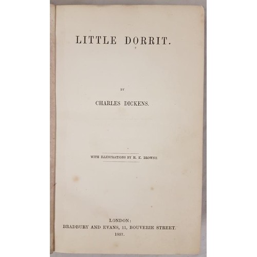 523 - Dickens, Charles. Little Dorrit. 1857. First edition. Plates by H. K. Browne, sound text block witho... 
