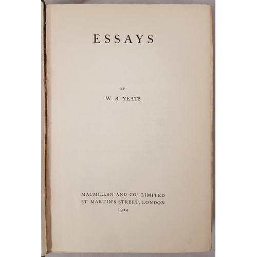 556 - W.B. Yeats Essays 1924. 1st edit. Fine in original glassine wrappers