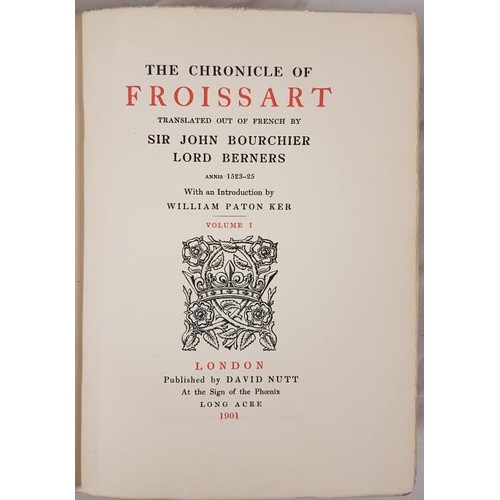587 - Froissart. The Chronicle of Froissart translated out of French by Sir John Bourchier Lord Berners 15... 