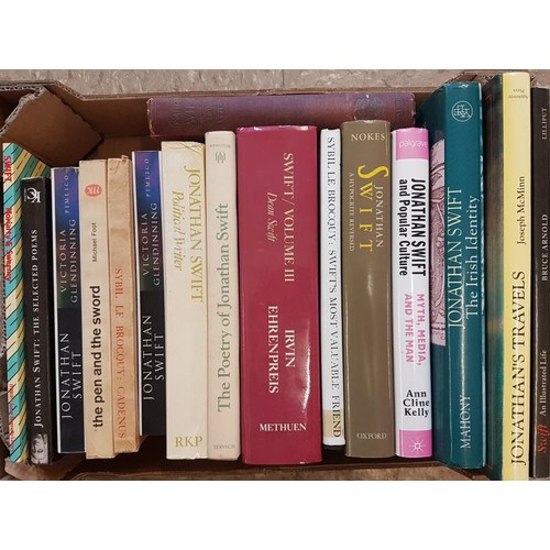 591 - Small box on Jonathan Swift; 15 diverse vols on his multifaceted life and work. Interesting lot. (15... 