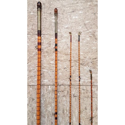 4 - W J Cummins, Bishop Auckland - Vintage Split Cane 3-Piece Fishing Rod c. 10ft6in with 1 spare tip an... 