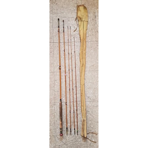 4 - W J Cummins, Bishop Auckland - Vintage Split Cane 3-Piece Fishing Rod c. 10ft6in with 1 spare tip an... 