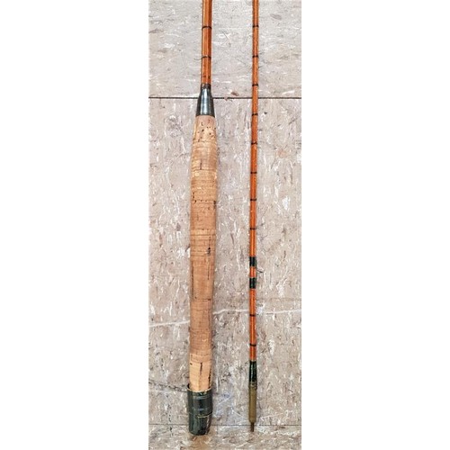 26 - Vintage 2 Piece Split Cane Fishing Rod, c.8ft6in
