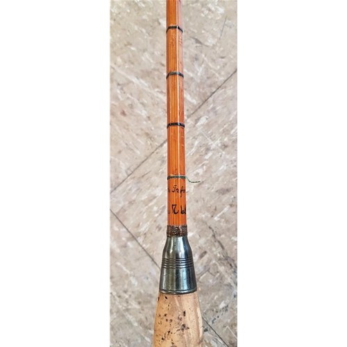 26 - Vintage 2 Piece Split Cane Fishing Rod, c.8ft6in