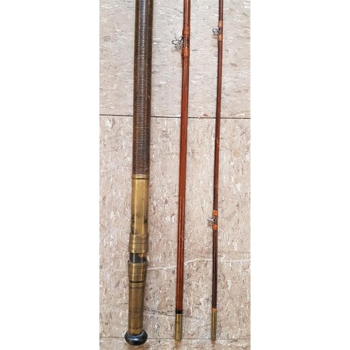 29 - Vintage 3-Piece Wooden Fishing Rod c.10ft6in