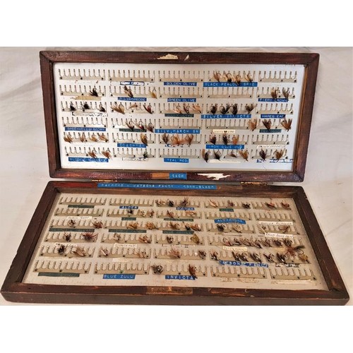 50 - Early to mid 20th Century Salesman's/Retailer's Display Case with approximately 100 hand tied flies