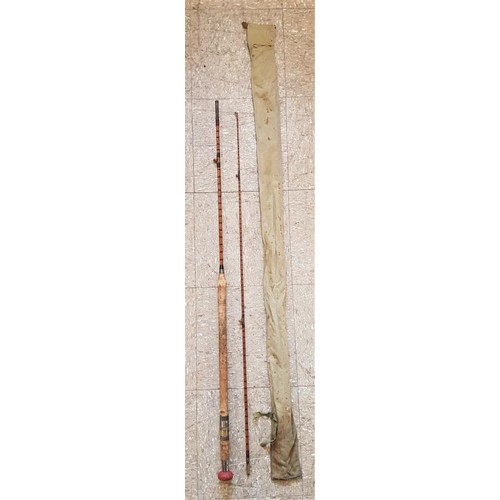59 - Vintage Split Cane 2 Piece Fishing Rod, c.7ft6in