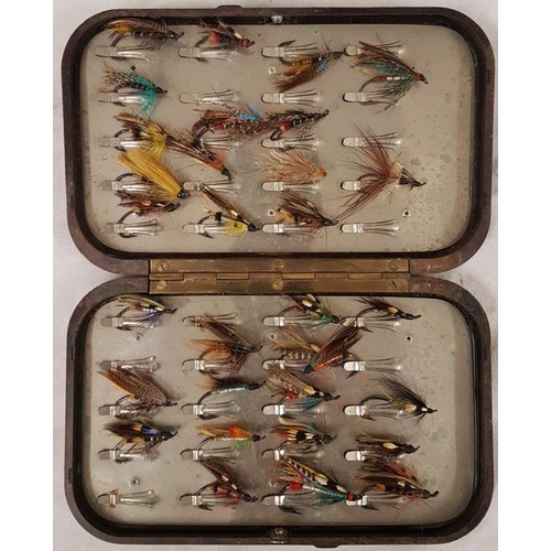 74 -  Hardy Tortoise Shell Box with Fishing Flies