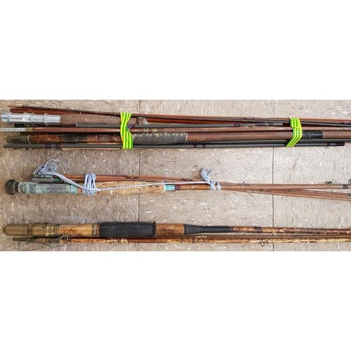 111 - Collection of Fishing Rod Sections - Bamboo, split cane, graphite etc.