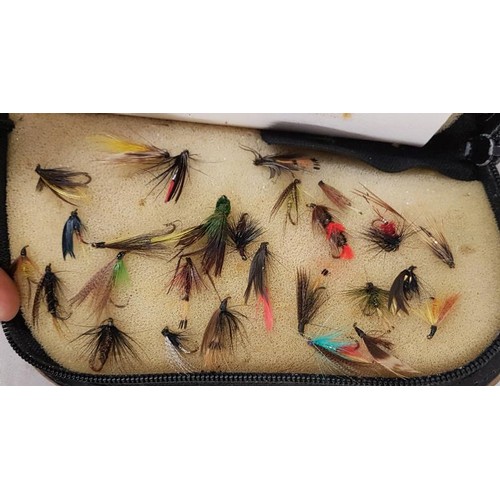 120 - Three Leather Cases with Various Fishing Flies and One Other