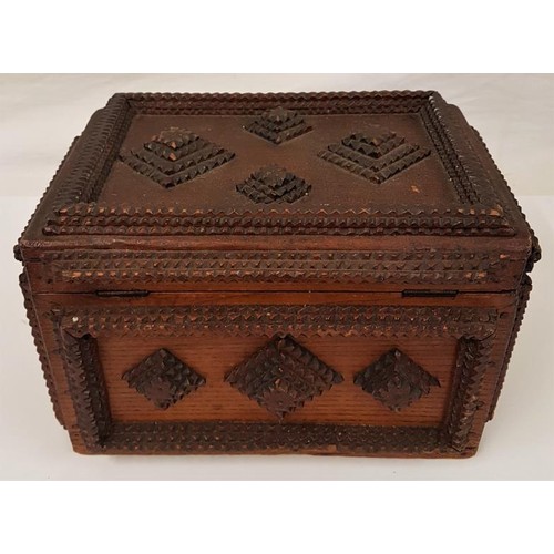 167 - 19th Century Tramp Art Box - 11 x 7.5 x 7ins