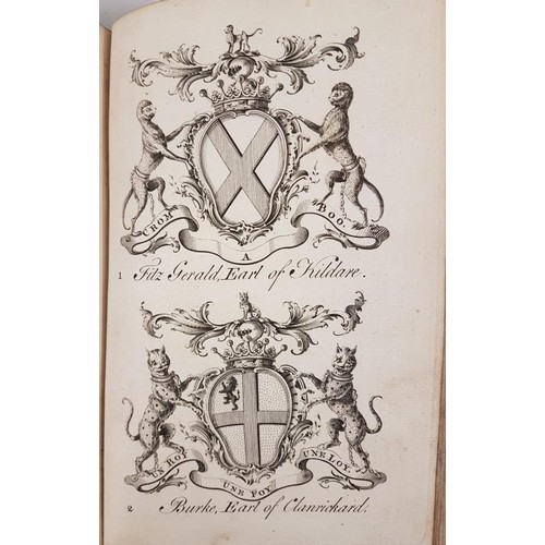 29 - Mr. Lodge. The Peerage of Ireland. 1754. 1st edit. 4 vols. Numerous engravings of Coats of Armour. O... 
