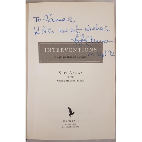 34 - Interventions, Kofi Annan, First UK Edition, First Printing, Inscribed by the author, Allen Lane, 20... 