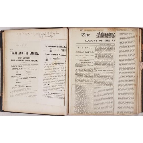 37 - Scrap book: Ireland 1902- 1905, Crimean War 1855, &c.] quarto, 27 card leaves with newspaper (mo... 