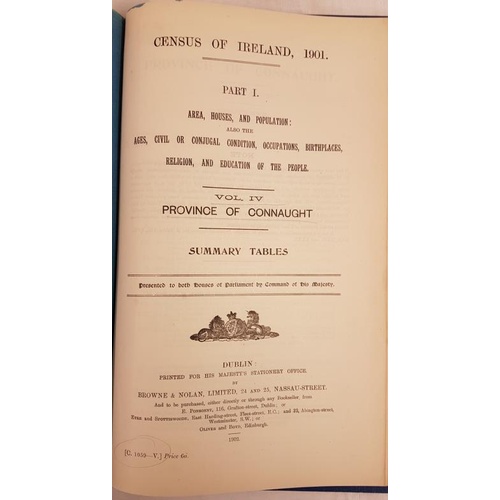 45 - Census of Ireland 1901. Provinces of Leinster, Munster, Ulster & Connacht. All bound in one volu... 