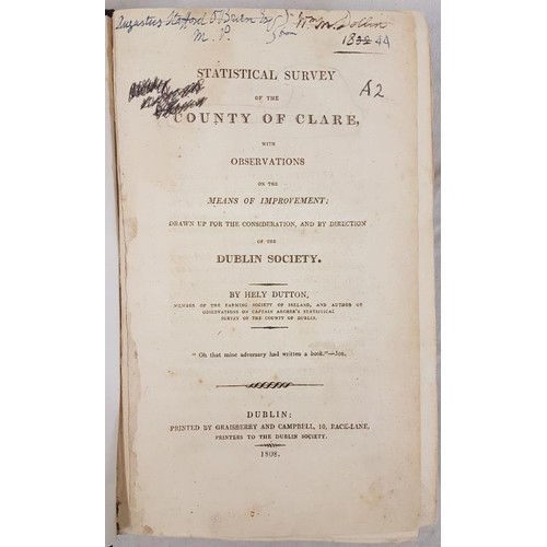50 - Hely Dutton Statistical Survey of the County of Clare, 1808. Repairs to spine, new end tapers, missi... 