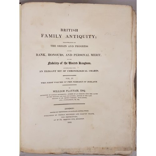 80 - Irish Peerage;  Playfair, W. Peerage of Ireland British Family Antiquity; Illustrative of the O... 