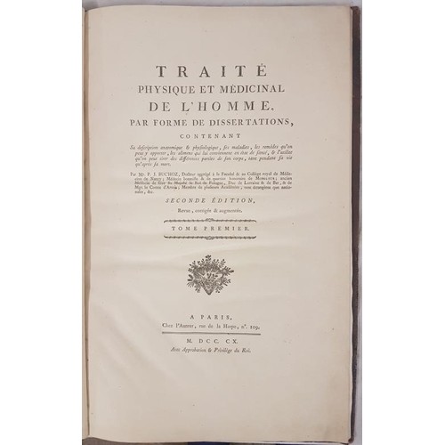 87 - P.J. Buchoz. Traite Physique et Medicinal Physique et Medicinal De L’Homme. Paris . 1790. Foli... 