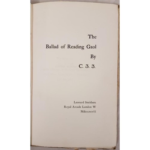 109 - Wilde, Oscar: The Ballad of Reading Gaol. By C. 3. 3. Oscar Wilde. London: Leonard Smithers, 1898. F... 