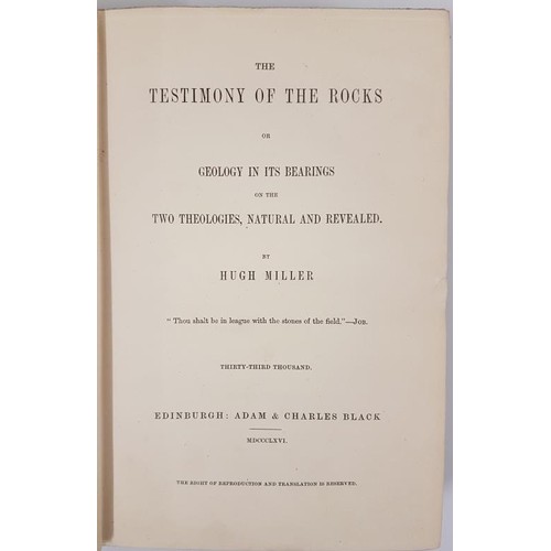 156 - Miller, Hugh The Testimony of the Rocks; 1 Volume, Edinburgh 1865