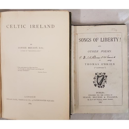 169 - Songs of Liberty, Thomas O Brien, ‘Clontarf’, D. 1889 – inscribed copy from the au... 