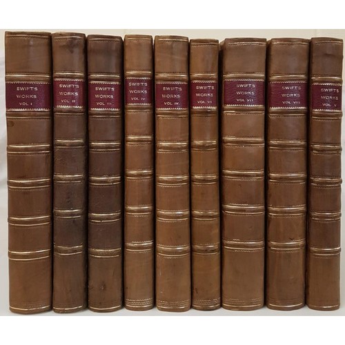 176 - The Works of Jonathan Swift, 1755, 9 volumes. Large quarto. Contemporary calf. Fine tight copie... 