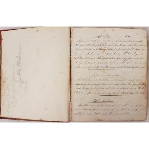 224 - Irish Manuscript Recipe Book.  A small quarto volume. (17 x 20 cm).  With recipes, fifty two pages, ... 