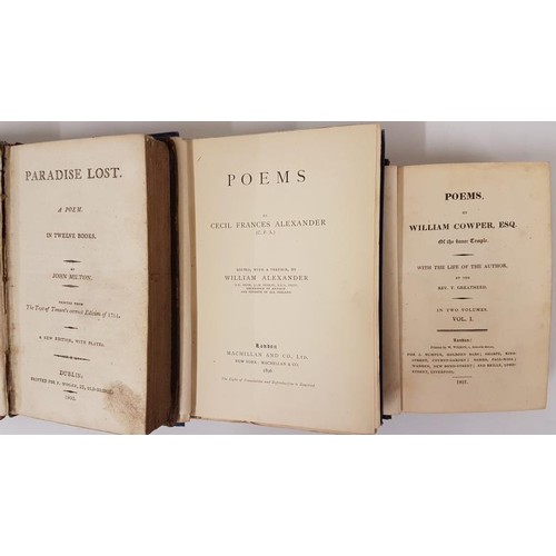 228 - John Milton Paradise Lost - A Poem in Twelve Books, 1 volume, Dublin 1802; Alexander, Cecil Francis ... 