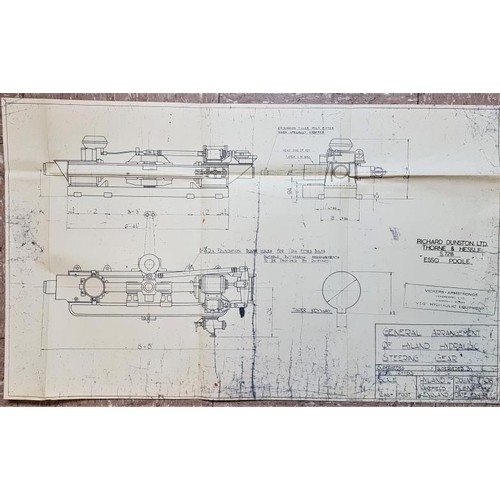 235 - Shipbuilding: Collection of 7 blueprints and engineering drawings (mostly about 71 x 100 cms.),... 