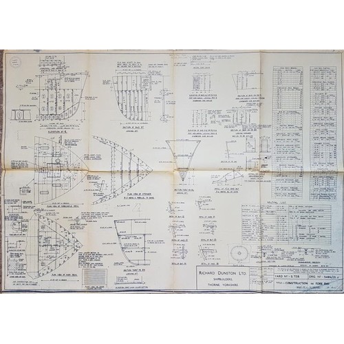 235 - Shipbuilding: Collection of 7 blueprints and engineering drawings (mostly about 71 x 100 cms.),... 