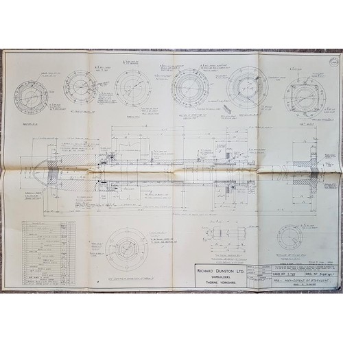 235 - Shipbuilding: Collection of 7 blueprints and engineering drawings (mostly about 71 x 100 cms.),... 