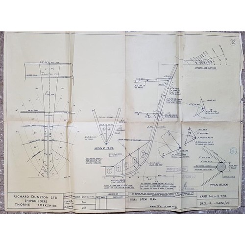 235 - Shipbuilding: Collection of 7 blueprints and engineering drawings (mostly about 71 x 100 cms.),... 