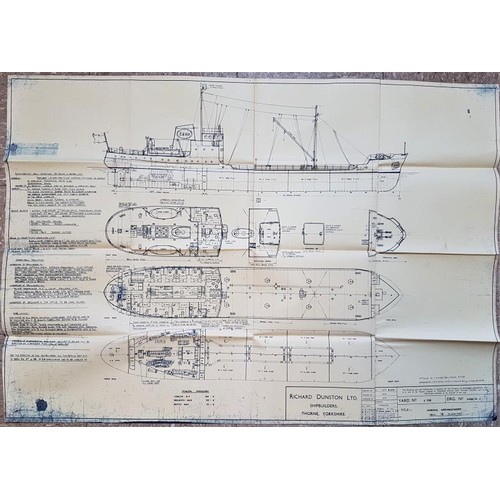 235 - Shipbuilding: Collection of 7 blueprints and engineering drawings (mostly about 71 x 100 cms.),... 