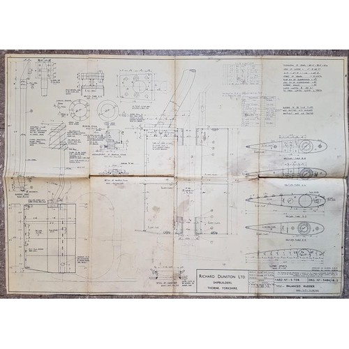 235 - Shipbuilding: Collection of 7 blueprints and engineering drawings (mostly about 71 x 100 cms.),... 