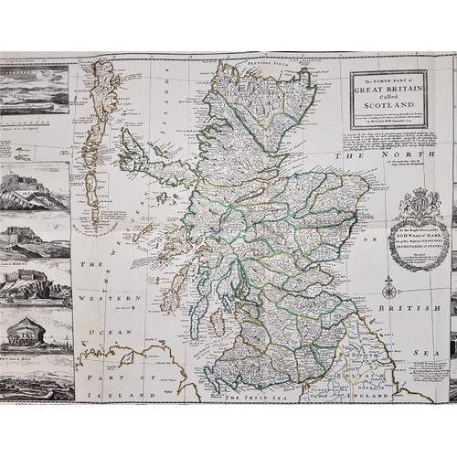 237 - Scotland, Map: Moll, Herman Map of Scotland 1714. 62 x 101 cms., main map with the county borders ou... 