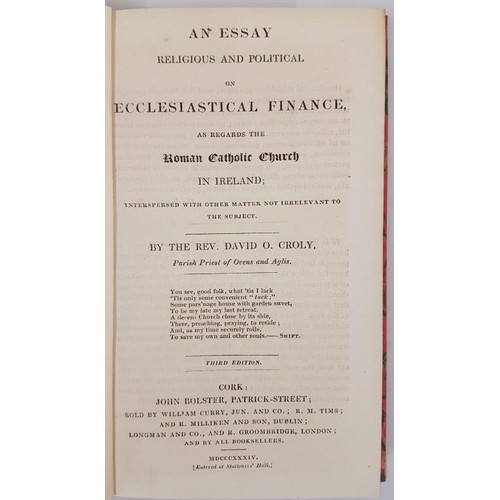 287 - An Essay Religious and Political on Ecclesiastical Finance as Regards the Roman Catholic Church in I... 