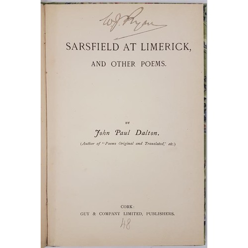 295 - Sarsfield at Limerick and Other Poems. John Paul Dalton. Cork, Guy & Company. Circa 1890. modern... 