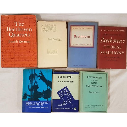 590 - Music:  Collection of 7 books on Beethoven and his works, of which 6 cloth bound in dust jacket... 