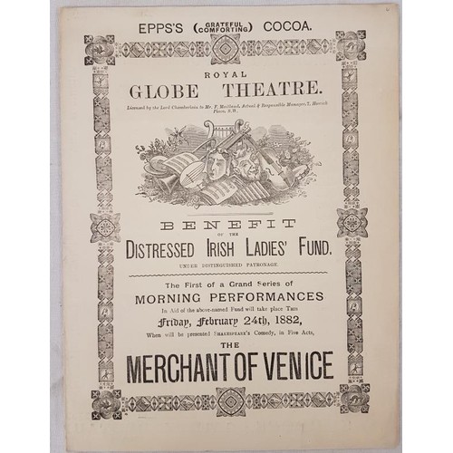609 - Distressed Irish Ladies Programme Royal Globe Theatre. Benefit of the Distressed Irish Ladies' Fund.... 